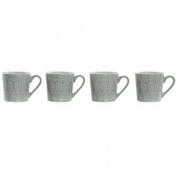 Juego 4 Tazas Gres Verde Mandala