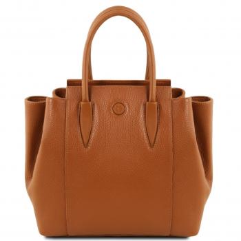 Tasca a tracolla pelle cognac