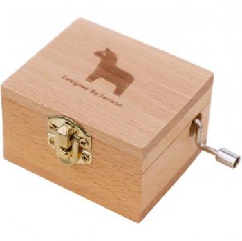 Engraved Wooden Music Box with Various Songs for Children
