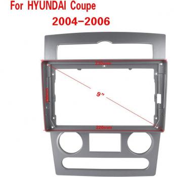 Housse de fascia ABS noire double DIN pour Hyundai Coupe 2004‑2006 Refit 9”, intégration Android & GPS