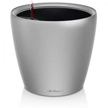Lechuza Classico LS 28 Pflanzkübel mit Selbstbewässerung, silber metallic