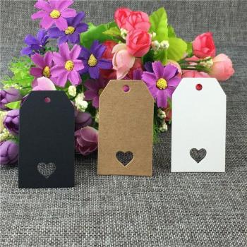 100Pcs 7x4cm Hollow Heart Kraft Paper Card Tags for Weddings