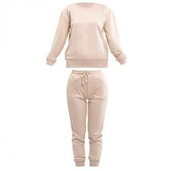 Tom Barron Damen Oversize Sweatshirt und Jogginghose Set Ekru
