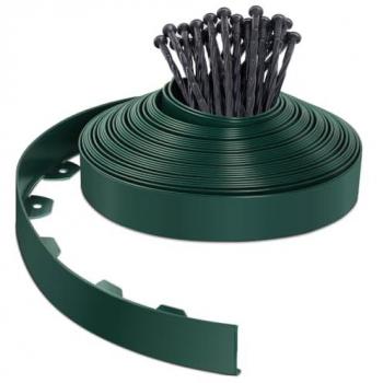 Bordo Aiuole Flessibile Vounot 20m Verde con Chiodi di Fissaggio