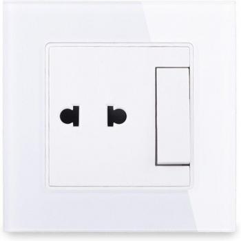 Enchufe COSWALL de 2 Orificios con Panel de Cristal y Interruptor de 1 Entrada y 2 Vías