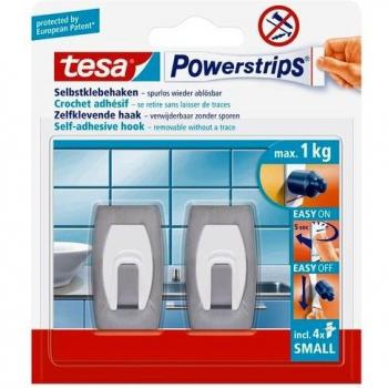 8 x Tesa Powerstrips Haken Small aus Metall und Kunststoff, konvex, Edelstahl/weiß