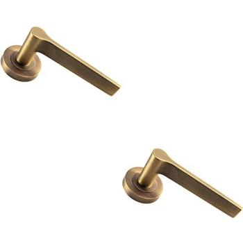 Elegant Antique Brass Loop Handles – 2× Straight Rounded, Concealed Fix, Rose Metal Finish (Metallics)