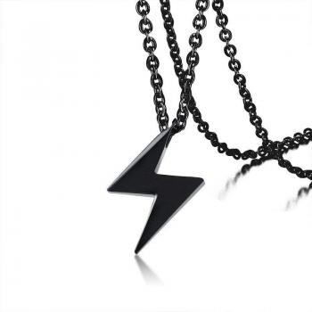 Men's Steel Lightning Pendant Necklace 20-24 Inch