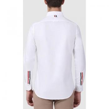 TB THOM Unisex Long Sleeve Oxford Shirt with Striped Arms