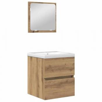 Kit de salle de bain 3 pièces Chêne Noir et Blanc