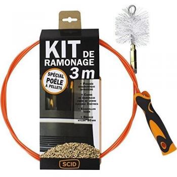 KIT ENTRETIEN POELE A PELLET GRANULES HERISSON BROSSE NYLON ° 80 CANNE 3 METRES