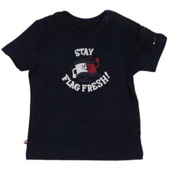 TOMMY HILFIGER Kids Graphic Tee SS – 80, blau, mit Logo‑Print, Jersey‑Material