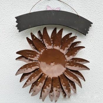 Decorative Metal Butterfly Sunflower Sign