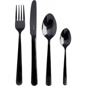 Apex Titanium 16‑Part Dining Ensemble – 18/10 Black Stainless Steel