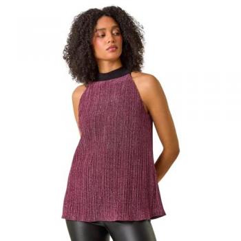 Top à Paillettes Plissé Halter Neck Roman Rose
