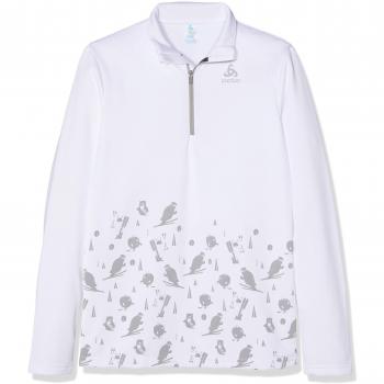 Odlo Kinder Midlayer 1/2 Zip Carve: Weißer leichtes Shirt für Kinder