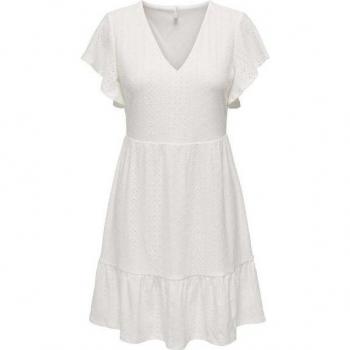 ONLY Tailliertes Freizeitkleid 'SANDRA' mit Lochstickerei, Offwhite