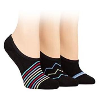 Women’s 3‑Pack WildFeet Bamboo PED Socks, Half Cushioned, Black, Size 4‑8