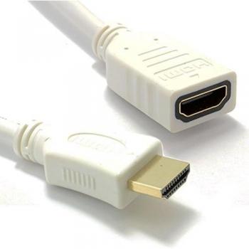 HDMI Male to Female Extension Cable with 1.4 High-Speed Specification, White, Suitable for 1080P TVs, 1.5 meters long