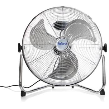 Silver 14″ Futura Floor Fan, Portable, Adjustable, 3‑Speed Cooling Unit
