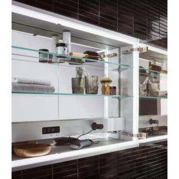 Emco Asis Prestige 2 Unterputz-Lichtspiegelschrank 815mm mit Light System, breite Tür links