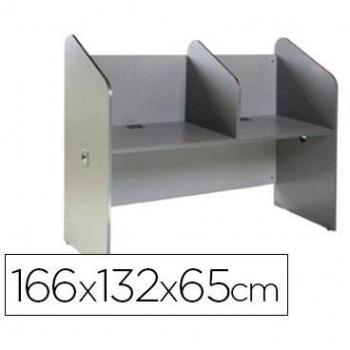Módulo Callcenter doble 166x132x65cm Aluminio y tablero gris