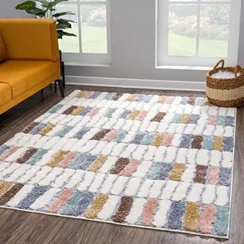Böhmen Hippie Tapis Poils Longs 120x170 Relief Multicolore