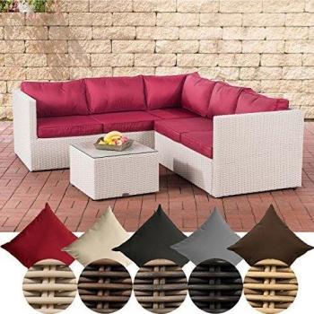 Lounge-Set CLP Genero 5 MM Garten – Perlweiß mit Rubinstoff