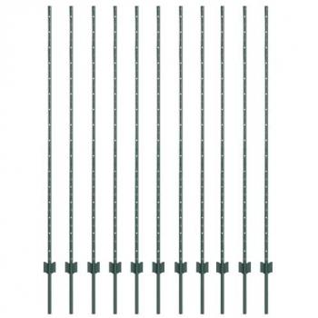 Pieux de clôture en acier vert 160 cm – Vidaxl, 11 unités