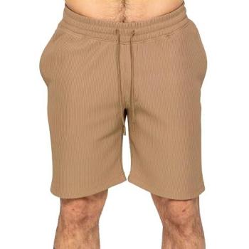 Enzo Men’s Small Beige Pleated Stretch Shorts