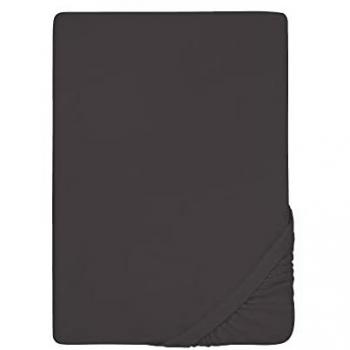 Spannbettlaken BIBERNA Pepe, grau (titanium), B:180-200cm L:200cm, Frottee, Obermaterial: 80% Baumwolle, 20% Polyester, Laken, weicher Frottee-Stretch