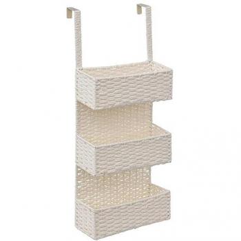 Panières roseau blanc – Étagère porte‑3 niveaux 5five