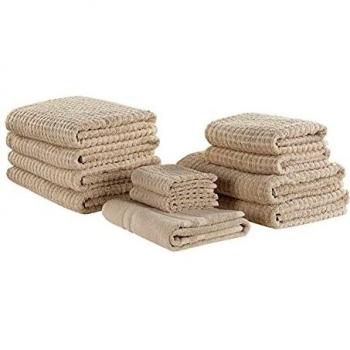Set di 11 asciugamani e telo da bagno in cotone beige