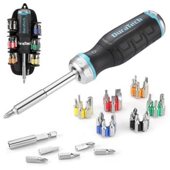 Set de Tournevis à Cliquet 38 Pièces avec Support Couleur – Duratech