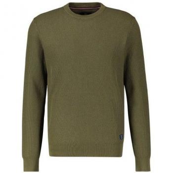 LERROS Baumwoll-Strickpullover O-Neck Herren – S, Aged Olive Grün