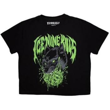 Wolf Band Logo Crop Top – Black, Women's, Large – I9K