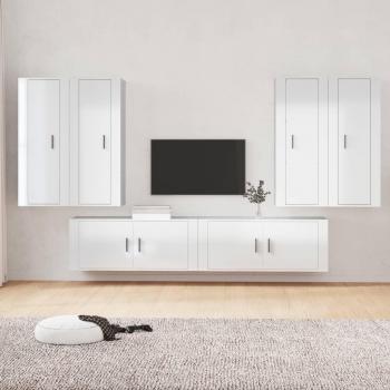VidaXL 6-Piece White Engineered Wood TV Cabinet Set
