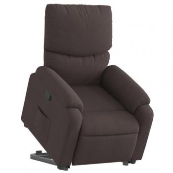 Sillón Reclinable Elevable de Tela Marrón Oscuro con Respaldo y Reposabrazos