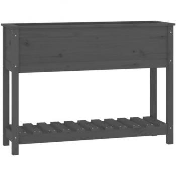 Jardinera elevada con estante para flores 111,5 x 34,5 x 81 cm madera de pino