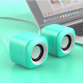 USB Verdrahtete Lautsprecher mit Bass Rosa Grün für Computer und Laptop