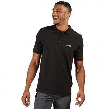 Regatta Herren T-Shirt „Sinton“ – Rippkragen, 100% Baumwolle, leichtes Schwarz