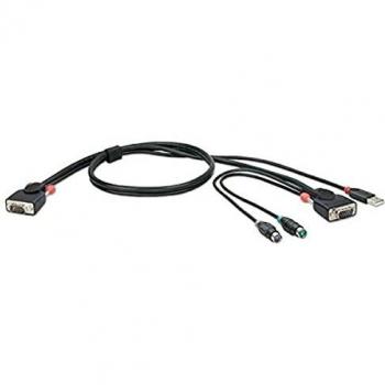 VGA/USB‑PS/2 Kombi­kabel 33774 – 2 m für Lindy KVM‑Switches, schwarz