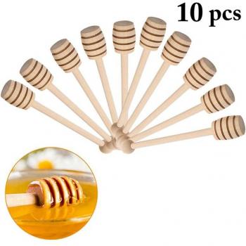 Cuillères de miel en bois pour café et thé – Pack 10