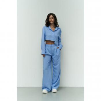 Completo estivo pantaloni e camicia blu Valente L