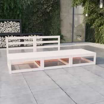 VidaXL White Solid Pinewood 3-Piece Patio Lounge Set
