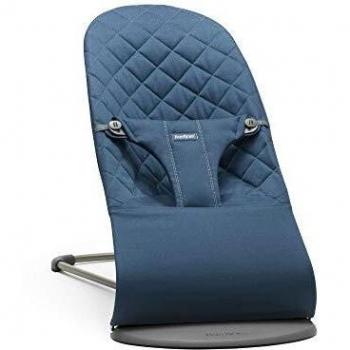 Sdraietta Grigia Bliss di Babybjörn con Cuscino Blu Notte e Rivestimento in Cotone