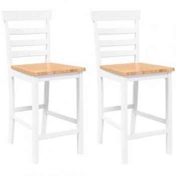 Tabouret d’Angle Blanc, Bois Massif Hévéa – 2 Unités Vidaxl