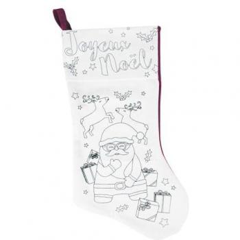 Chaussette de Noël en tissu à colorier