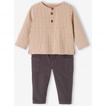 Habit Bébé Vichy et Pantalon Velours VERTBAUDET
