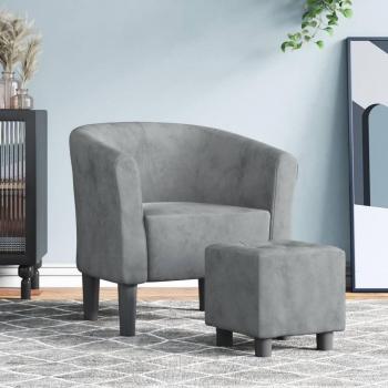 Fauteuil cabriolet velours gris foncé avec repose-pied